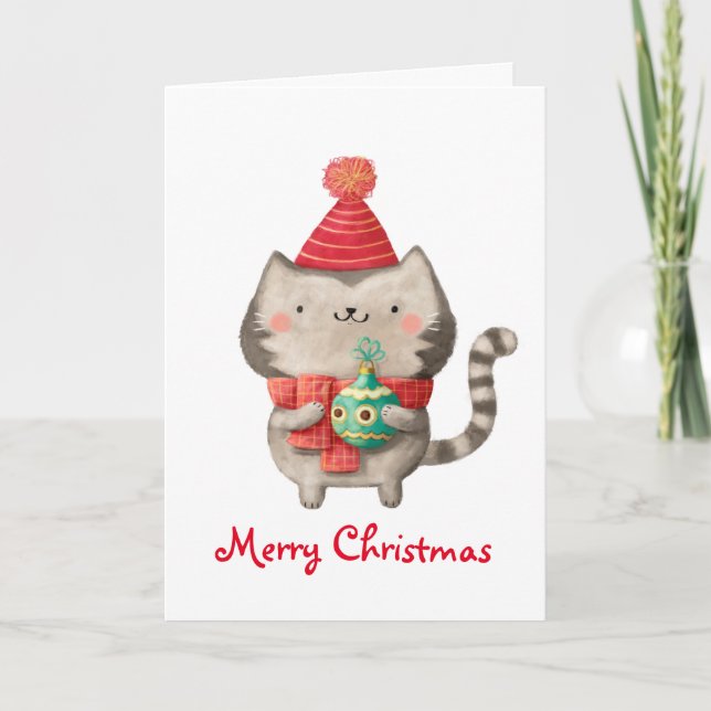 Christmas Cute Cat Holiday Card (Front)