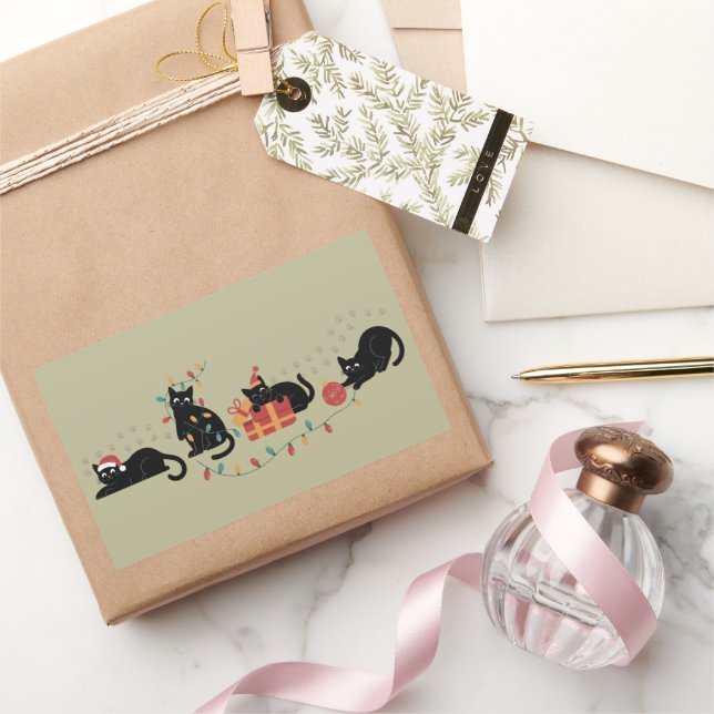 Christmas Cute Cat Lover Crew Christmas Lights Sticker (Gifting)