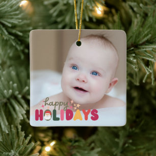 Christmas cute colourful modern holiday ceramic ornament