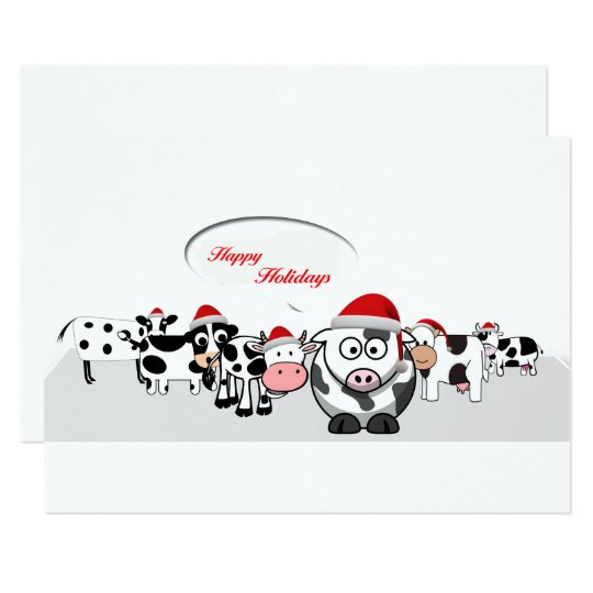 Christmas Cute Cows Happy Holidays Card