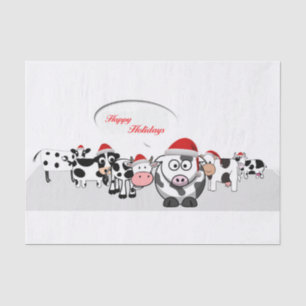 Christmas Cute Cows Happy Holidays Tissue Paper