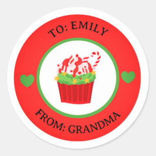 Christmas Cute Cupcake To & From Holiday gift tag 