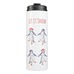 Christmas Cute Dancing Penguins Pattern Thermal Tumbler
