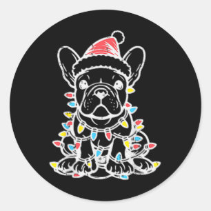 Christmas Cute Dog French Bulldog Xmas Frenchie Me Classic Round Sticker