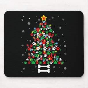 Christmas Cute Dog Paws Xmas Tree Fun Dog Puppy Ow Mouse Pad