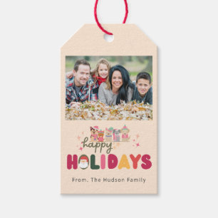 Christmas cute dogs colorful modern holiday card gift tags