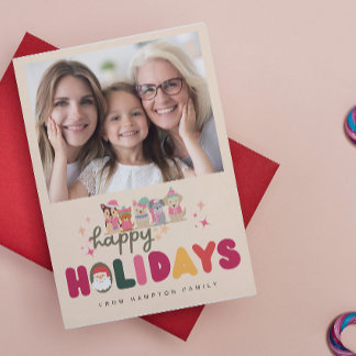 Christmas cute dogs colourful modern holiday card