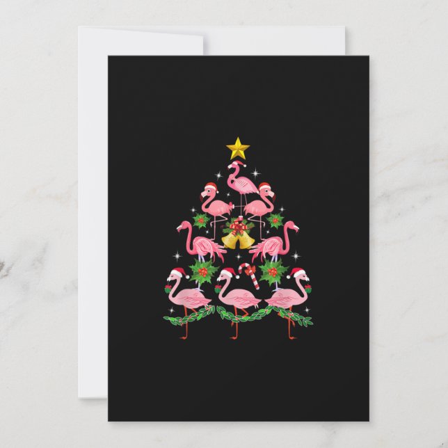 Christmas - Cute Flamingo Christmas Tree Invitation (Front)