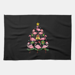 Christmas - Cute Flamingo Christmas Tree Kitchen Towel