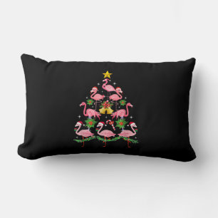 Christmas - Cute Flamingo Christmas Tree Lumbar Pillow