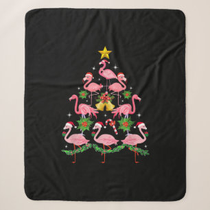 Christmas - Cute Flamingo Christmas Tree Sherpa Blanket