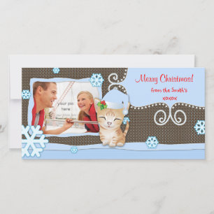 Christmas Cute Funny Kitten Cat Photo Card