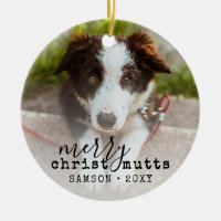 Christmas Cute Funny Pet Dog Photo Ceramic Ornamen