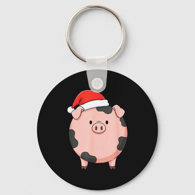 Christmas Cute G Round Nk G Holiday Art  Keychain (Front)