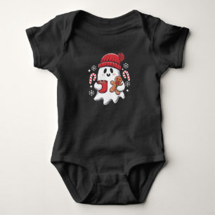 Christmas Cute Ghost Iced Coffee Retro Xmas Coffee Baby Bodysuit
