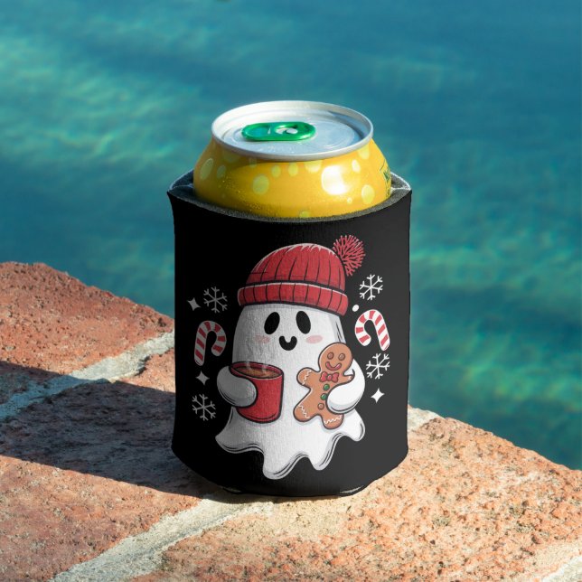 Christmas Cute Ghost Iced Coffee Retro Xmas Coffee Can Cooler (In Situ Pool)