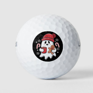 Christmas Cute Ghost Iced Coffee Retro Xmas Coffee Golf Balls