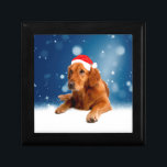 Christmas Cute Golden Retriever Dog Santa Hat Snow Gift Box<br><div class="desc">Cute Golden Retriever Dog Christmas Santa Hat Snow stars.</div>