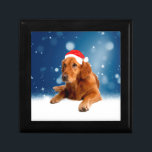 Christmas Cute Golden Retriever Dog Santa Hat Snow Gift Box<br><div class="desc">Cute Golden Retriever Dog Christmas Santa Hat Snow stars.</div>