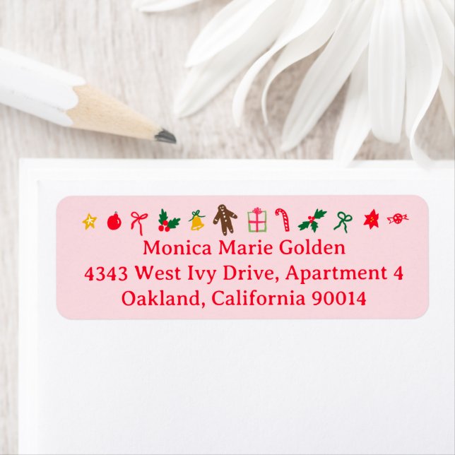 Christmas Cute Hand-Drawn CUSTOM Return Address (Insitu)