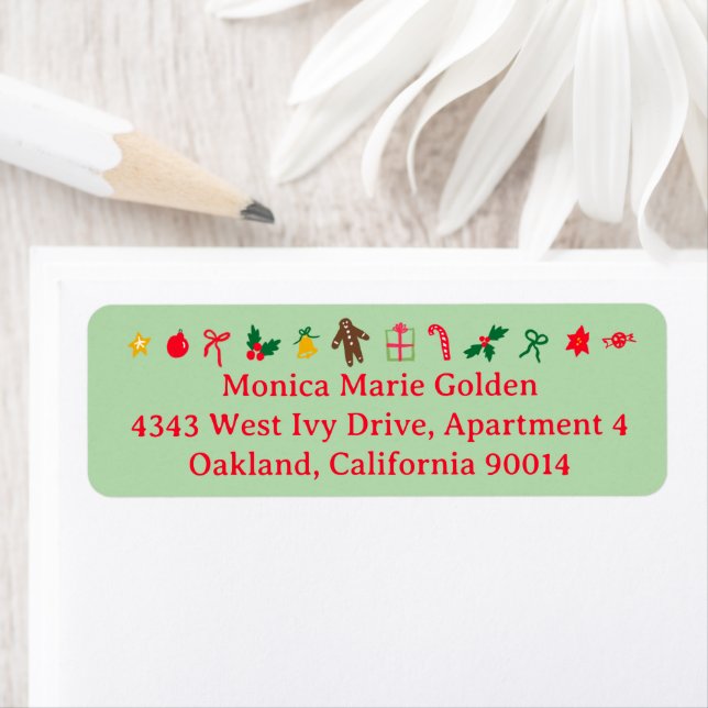 Christmas Cute Hand-Drawn CUSTOM Return Address (Insitu)