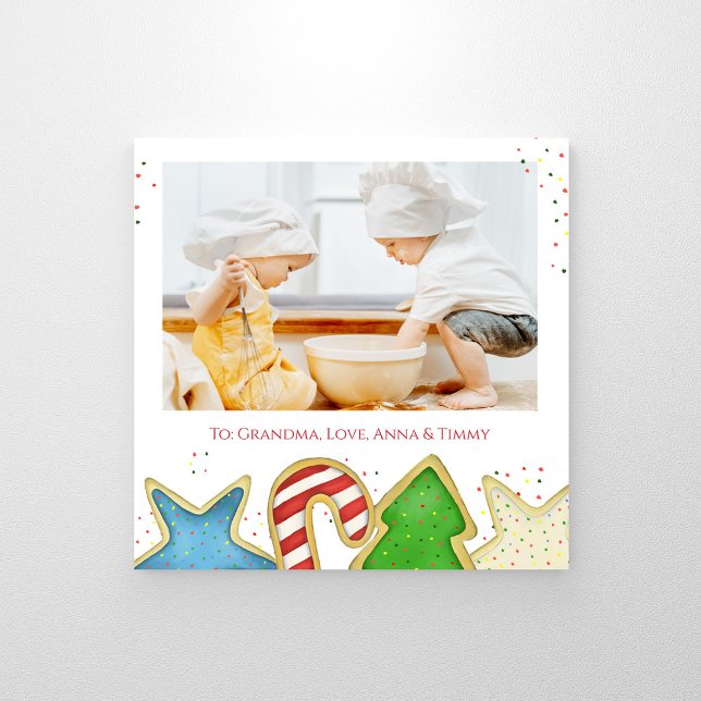 Christmas Cute Holiday Cookie Cutouts Whimsical  Photo Print (Christmas cookies whimsical cute photo print with watercolor artwork. )