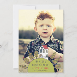 Christmas Cute House Illustration Photo Card