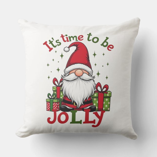 Christmas Cute Jolly Santa Holiday Outdoor Pillow (Front)