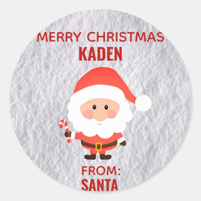 Christmas Cute Kids Cartoon Santa Classic Round Sticker (Front)