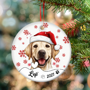 Christmas Cute Labrador Dog Personalized Ceramic Ornament