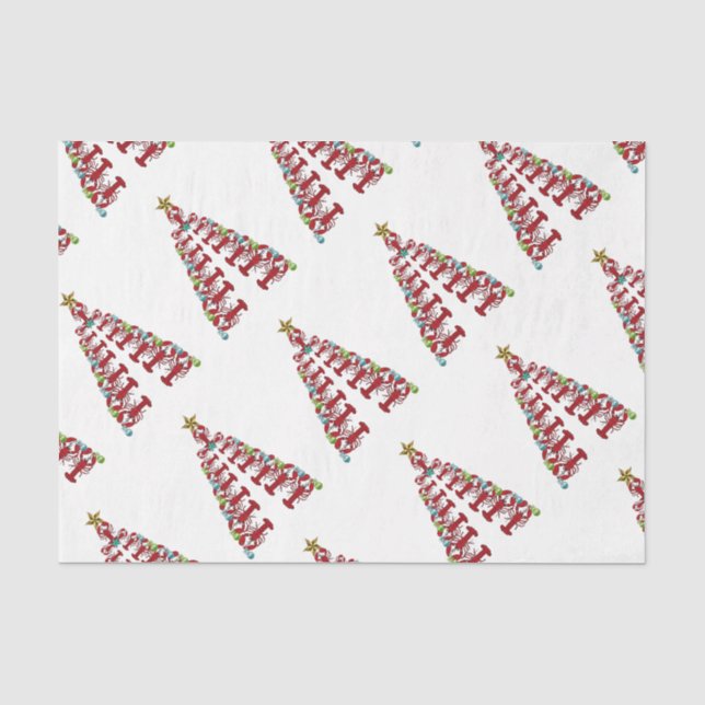 Christmas Cute Lobster tree Nautical beach tissue Tissue Paper (Front)