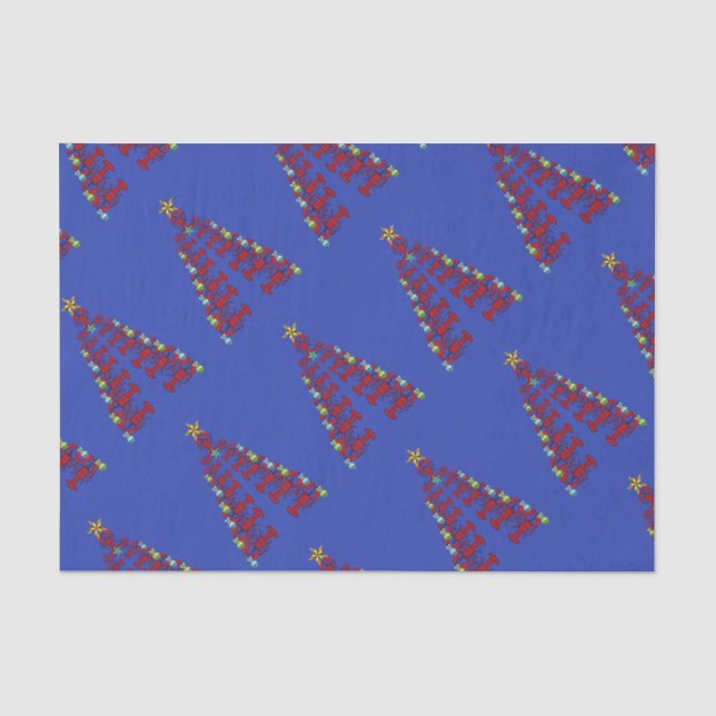 Christmas Cute Lobster tree Nautical blue Tissue Paper (Front)