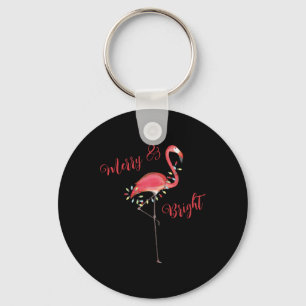 Christmas Cute Nk Flamingo String Lights T Shirt  Keychain