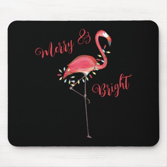 Christmas Cute Nk Flamingo String Lights T Shirt  Mouse Pad (Front)