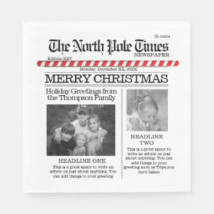 Christmas Cute North Pole Times Whimsical Photo Napkin