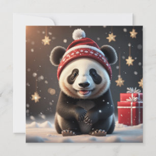 Christmas cute panda Holiday Card
