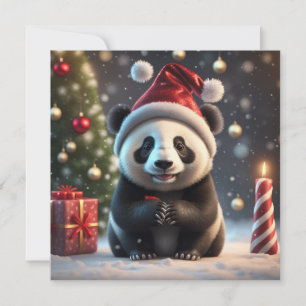 Christmas cute panda Holiday Card