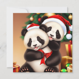 Christmas cute panda Holiday Card