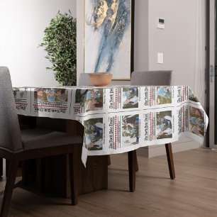Christmas Cute Photo Whimsical Stylish Newspaper Tablecloth