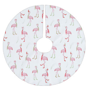 Christmas Cute Pink Flamingo Brushed Polyester Tree Skirt