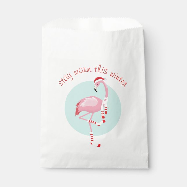 Christmas Cute Pink Flamingo  Favour Bag (Front)