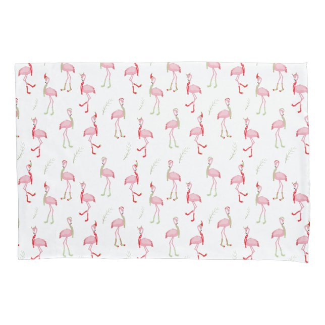 Christmas Cute Pink Flamingo Pattern Pillow Case (Front)
