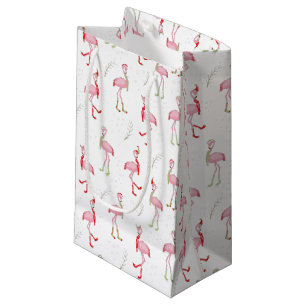 Christmas Cute Pink Flamingo Pattern Small Gift Bag