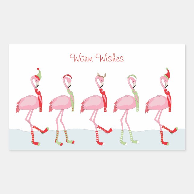    Christmas Cute Pink Flamingo  Sticker (Front)