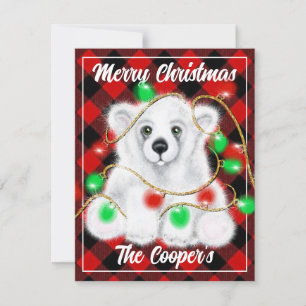 Christmas cute polar bear cub, Santa bear cub Card