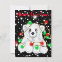 Christmas cute polar bear cub, Santa bear cub