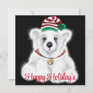 Christmas cute polar bear cub, Santa bear cub  Invitation