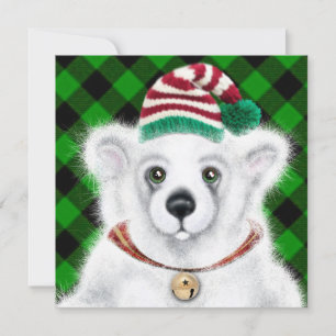 Christmas cute polar bear cub, Santa bear cub Invitation