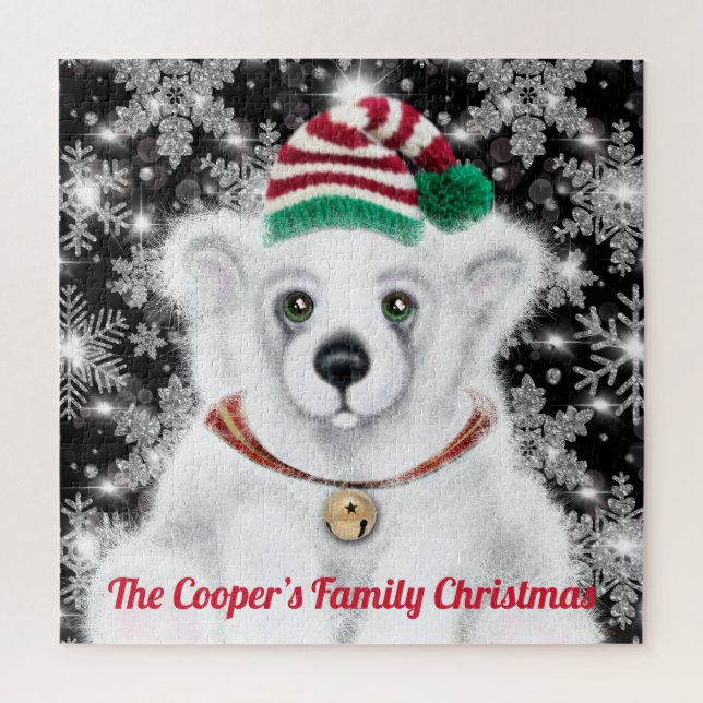 Christmas cute polar bear cub, Santa bear cub  Jigsaw Puzzle (Vertical)