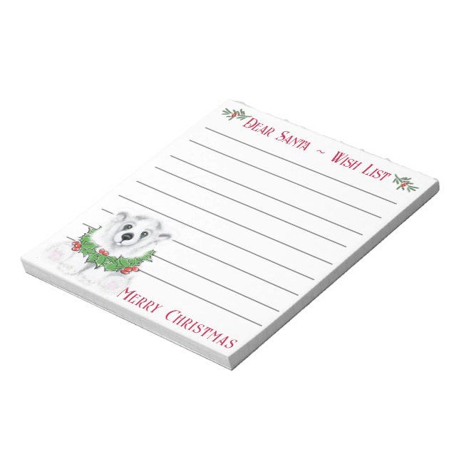 Christmas cute polar bear cub, Santa bear cub  Notepad (Rotated)